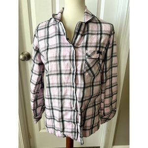 Victoria's Secret Pink Plaid Long Sleeve Women's Pajama Sleep Top - S
